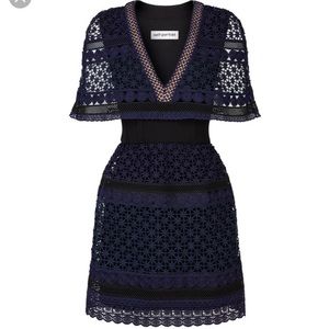 SELF-PORTRAIT Guipure Cape Navy Dress XS